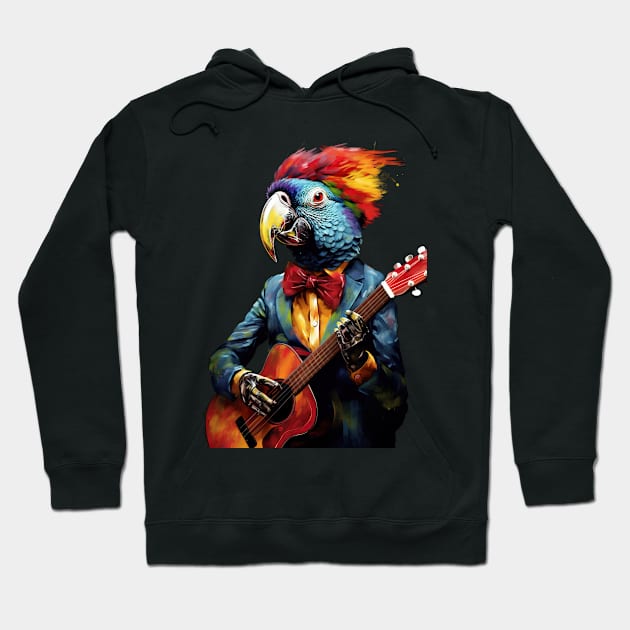 Parrot Playing Guitar Hoodie by susannefloe